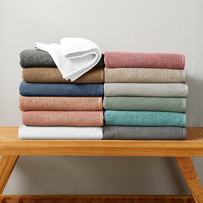 Great Bay Home Pink Hand Towel Set – 100% Cotton 6-Pack 26"x16", Absorbent & Quick-Drying, Soft & Durable