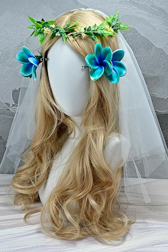 Pack of 2 Real Touch Flowers Hawaiian Flower Hair Clips Plumeria Hibiscus Hair Clips Handmade Hair Accessories for Beach Wedding Bridal Party Mother's Day Women Girls Holiday Gifts (c-837, 2pcs)