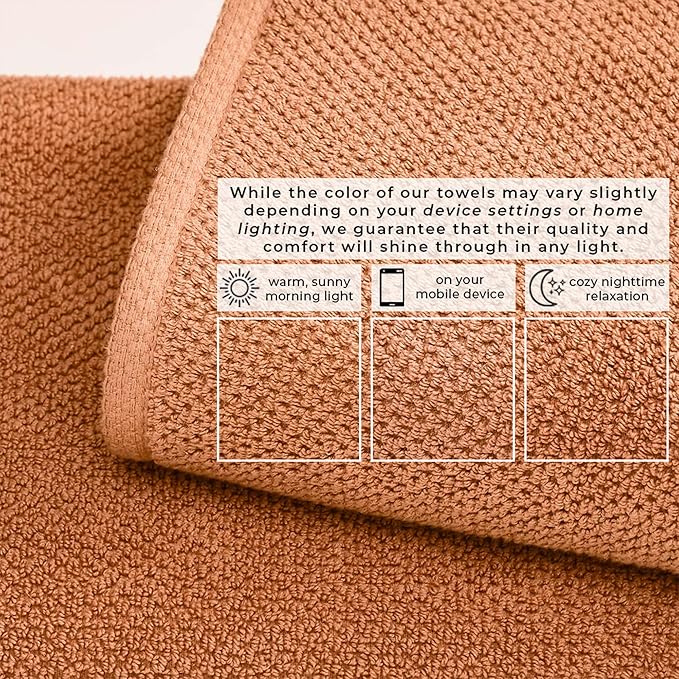 Great Bay Home 100% Cotton 6 Pack 26x16 Hand Towel Set - Absorbent, Quick-Drying, Durable Towels for Bathroom Decor - Low-Twist, Two-Ply Fibers (Clay)