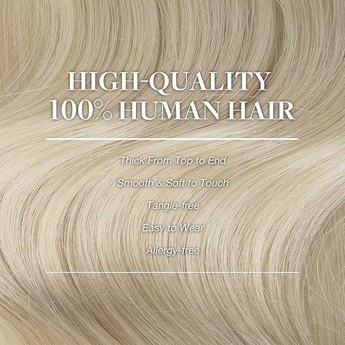 GOO GOO Clip in Hair Extensions Real Human Hair, Remy Human Hair Extensions Clip ins for Women, Natural Human Hair, 14inch 120g 7Pcs, 60A Platinum Blonde