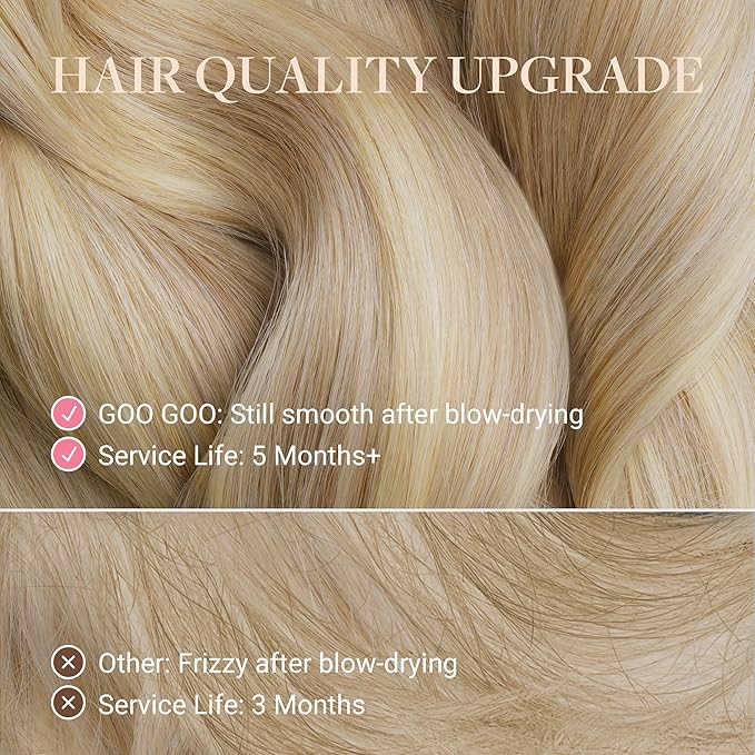 GOO GOO U Tip Hair Extensions Real Human Hair, Double Volume 100g 100S, 24 Inch Hot Fusion U Tip Extensions, Invisible Remy Hair, 18D/22F Dirty Blonde Highlights