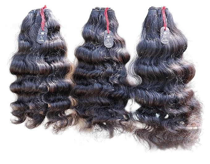 IDM Raw Indian Hair Weft Bundles, Natural Soft Curly, 100% Human Hair (16" 18" 20" 3Bundles Curly)