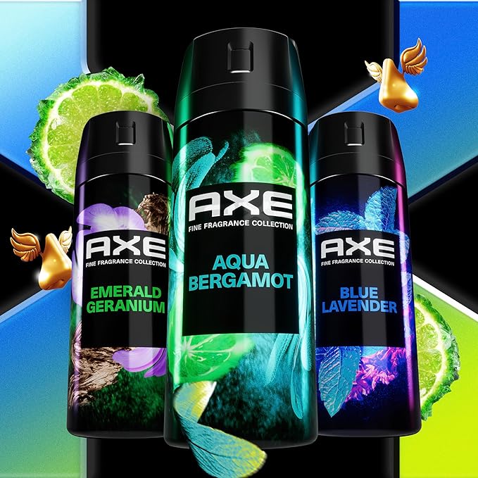 AXE Fine Fragrance Collection Premium Deodorant Body Spray for Men Aqua Bergamot with 72H Odor Protection and Freshness Infused with Aqua, Bergamot, and Sage Essential Oils 4 oz
