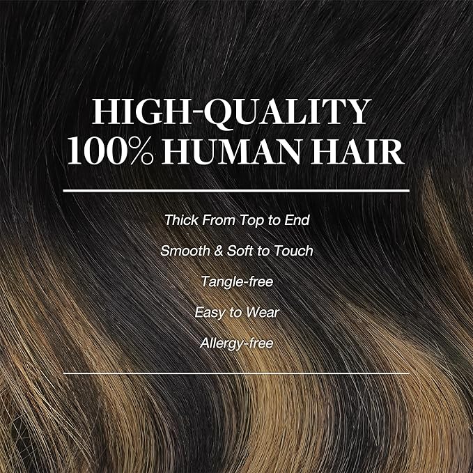 GOO GOO Clip in Hair Extensions Real Human Hair, Remy Human Hair Extensions Clip ins for Women, Natural Human Hair, 18inch 150g 9Pcs, 1B/6/1B Balayage Natural Black to Chestnut Brown