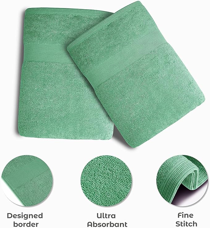 Softolle Luxury Bath Towels Set of 4 (27” x 54”) | Towels for Bathroom | Super Soft | Highly Absorbent Towels for Home, Spa, Gym (Sea Green)
