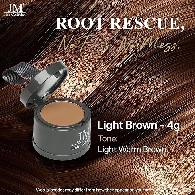 Root Cover Up – Light Brown Temporary Hair Color Powder for Gray Root Concealing & Touch-Up – Water-Resistant, Easy-Blend Compact for All Hair Types