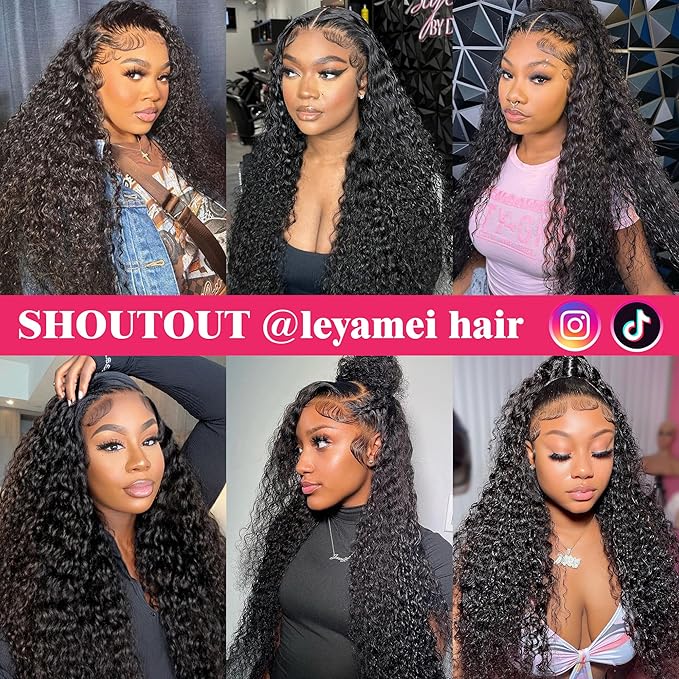 Deep Wave Lace Front Wigs Human Hair 13x6 Hd Lace Front Wig 180% Density For Women Wet And Wavy Wig Pre Plucked With Baby Hair 13x6 Deep Curly Frontal Wig Natural Black Tangle Free 24 Inch