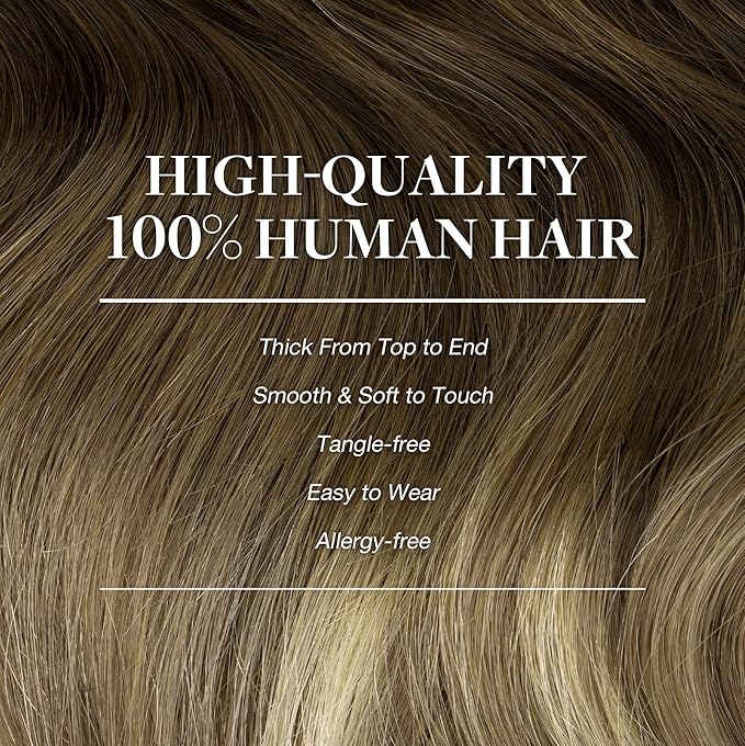 GOO GOO Clip in Hair Extensions Real Human Hair, Remy Human Hair Extensions Clip ins for Women, Natural Human Hair, 20inch 120g 7Pcs, 3/8/613 Balayage Walnut Brown to Ash Brown and Bleach Blonde