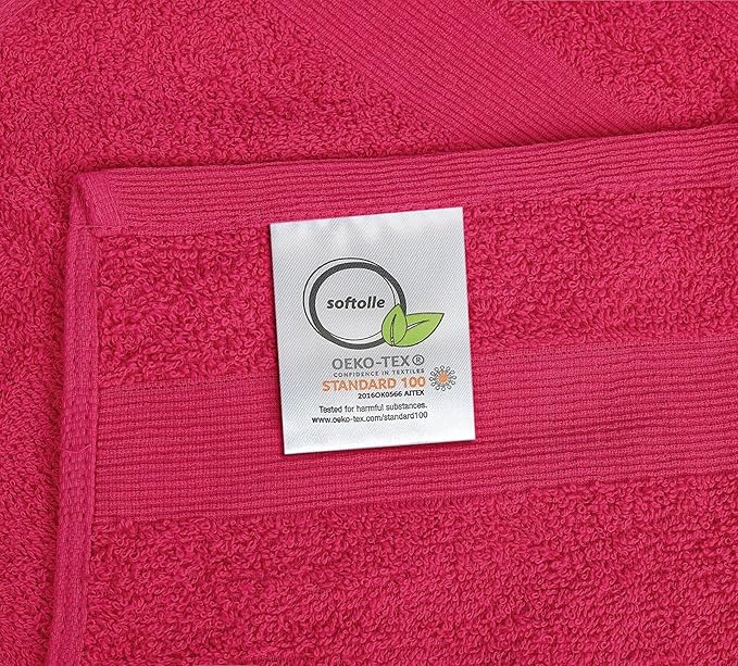 Premium Wash Cloths Pack of 12 (13" x 13") 100% Ring Spun Cotton | Luxury Washcloths | Ultra Soft Face Towels | Highly Absorbent Wash Cloths for face (Raspberry)