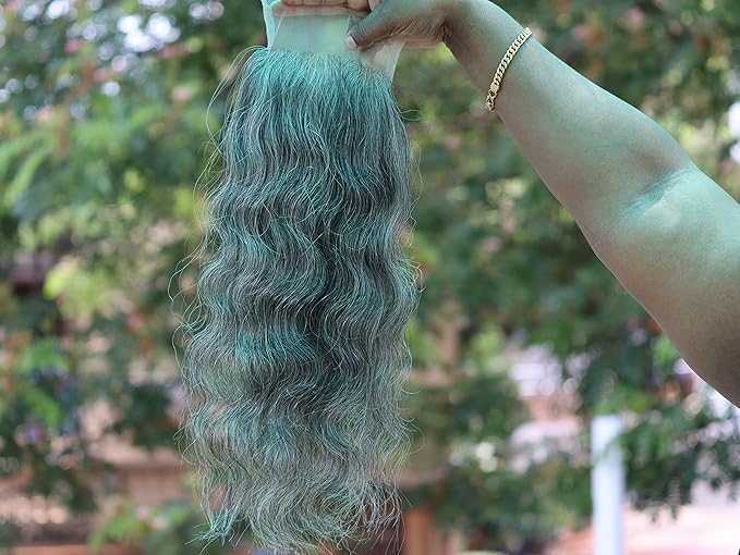 5x5 Closure 16" Salt & Pepper/Natural Gray Transparent Lace Hand Made with 100% Natural Indian Virgin Temple Raw Hair