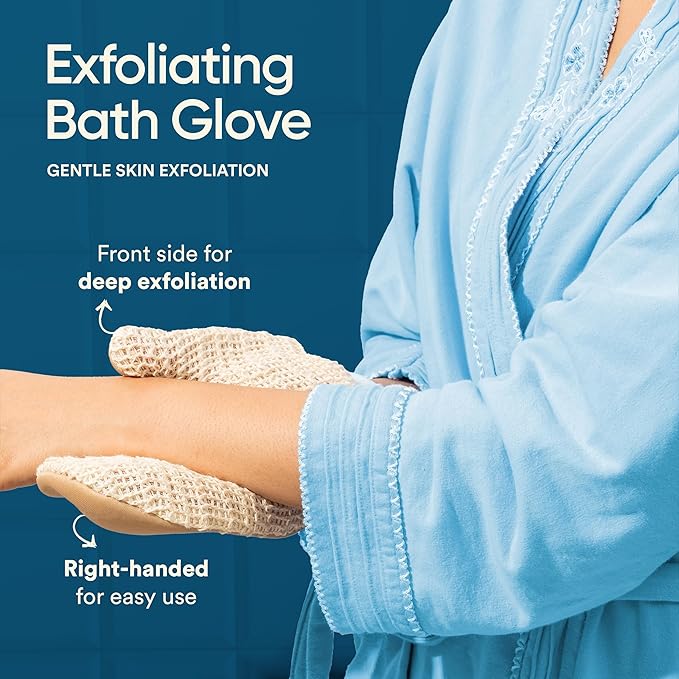 Bloom Exfoliating Bath Glove | 1 Glove | for Exfoliation & Strawberry Legs | Gently Removes Dead Skin Cells | 100% Ramie Fabric | Prevents Ingrown Hair & Body Acne| for Sensitive Skin