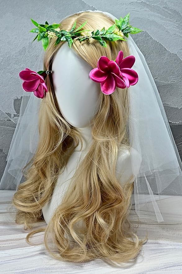Pack of 2 Real Touch Flowers Hawaiian Flower Hair Clips Plumeria Hibiscus Hair Clips Handmade Hair Accessories for Beach Wedding Bridal Party Mother's Day Women Girls Holiday Gifts (c-850, 2pcs)