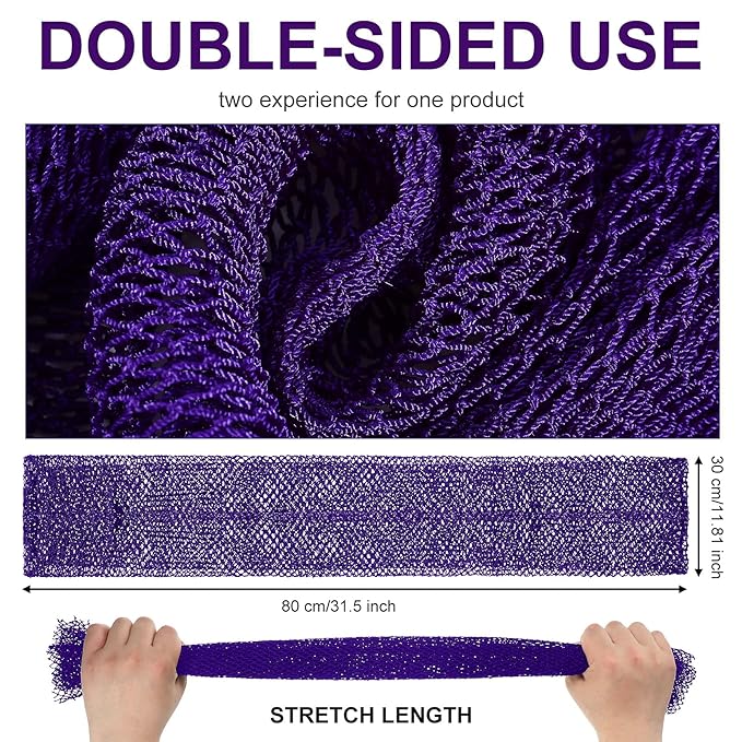 Geiserailie African Net Sponge Long Bathing Net Shower Body Scrubber Back Scrubber Skin Smoother Bathing Sponge for Daily Use or Stocking Stuffer(Purple)