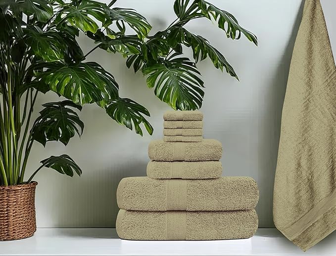 Softolle Luxury 8 Piece Towel Set, 2 Bath Towels 2 Hand Towels 4 Washcloths, Towels for Bathroom, Home, Spa & Gym - Highly Absorbent (Sage Green)