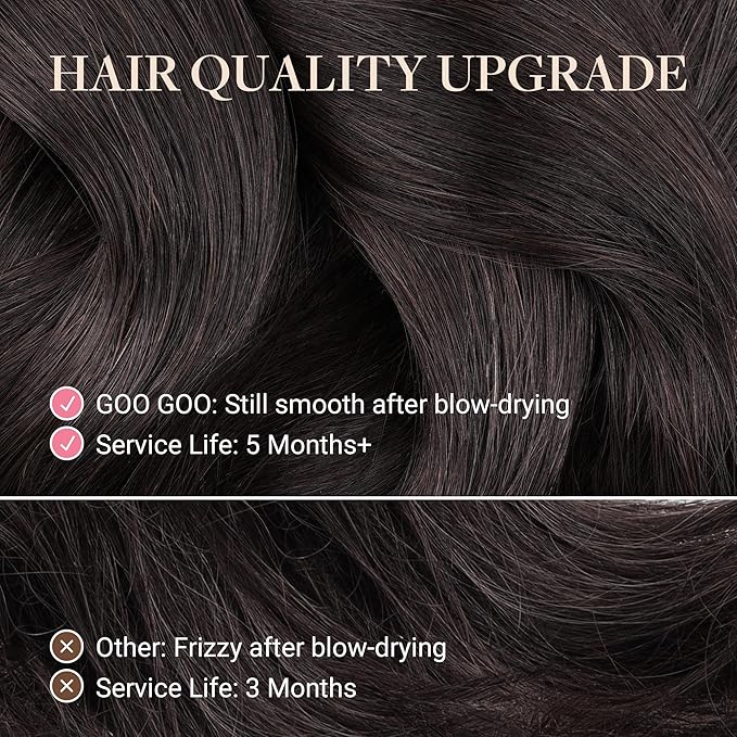 GOO GOO Micro Link Hair Extensions Real Human Hair, Upgraded 100g 100S, 22 Inch Cold Fusion Microlinks, Invisible Remy Hair, Jet Black