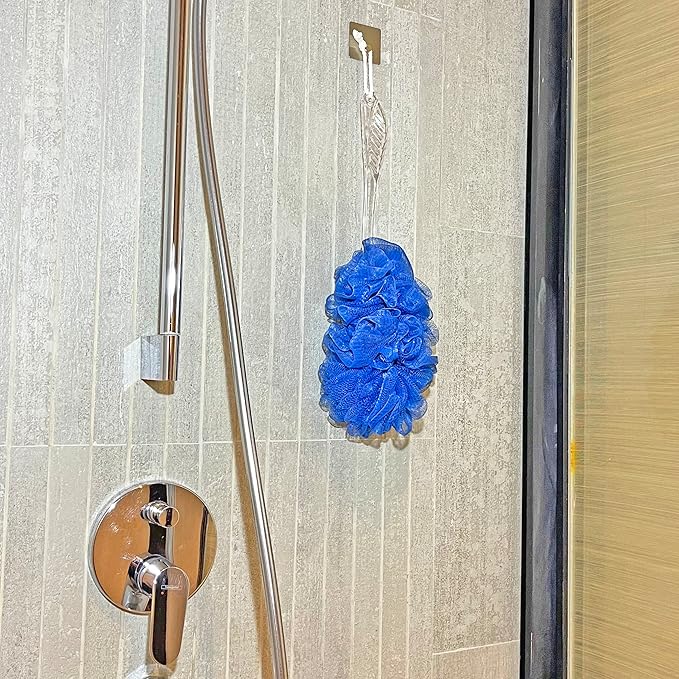 Loofah Back Scrubber for Shower,Long Handle Bath Body Brush Soft Nylon Mesh Loofah Sponge On a Stick,Exfoliating Scrub Cleaning Luffa for Elderly for Men Women(2-Pack,Blue)