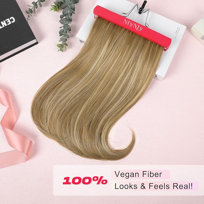 Hair Extensions, 4PCS 18" Clip in Hair Extensions Layered Cut Natural Lightweight Hairpieces with Thinner Softer Invisible Weft for Women - Golden Blonde with Highlights