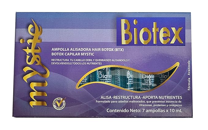 Mystic Biotex Ampoule Anti-Frizz, Restores and Repairs Damaged Hair - Provides Essential Nutrients and Vitamins - Hair Treatment Ampoules With Hyaluronic & Amino Acid (Pack 7)
