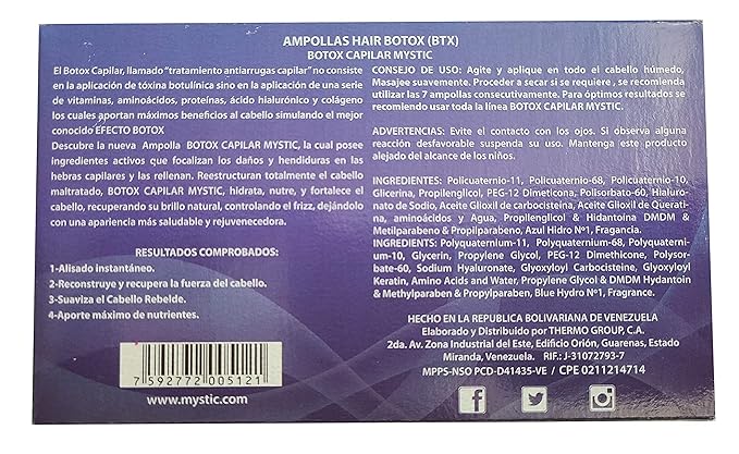 Mystic Biotex Ampoule Anti-Frizz, Restores and Repairs Damaged Hair - Provides Essential Nutrients and Vitamins - Hair Treatment Ampoules With Hyaluronic & Amino Acid (Pack 7)