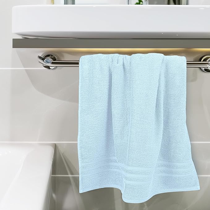 Tens Towels Pack of 4 Soft Bath Towels, 100% Cotton, 27 x 54 Inches, Lightweight & Quick-Dry, Ideal for Daily Bathroom Use, Practical & Comfortable, Sky Blue