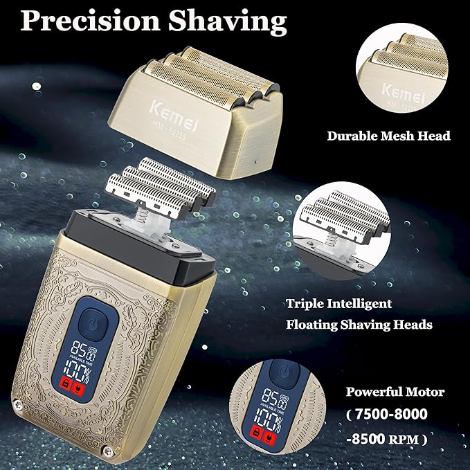 Kemei Professional Hair Clippers for Men, Beard Trimmer, Electric Shaver for Men, 3 in 1 Barber Clipper Kit LCD Display, Gift Sets
