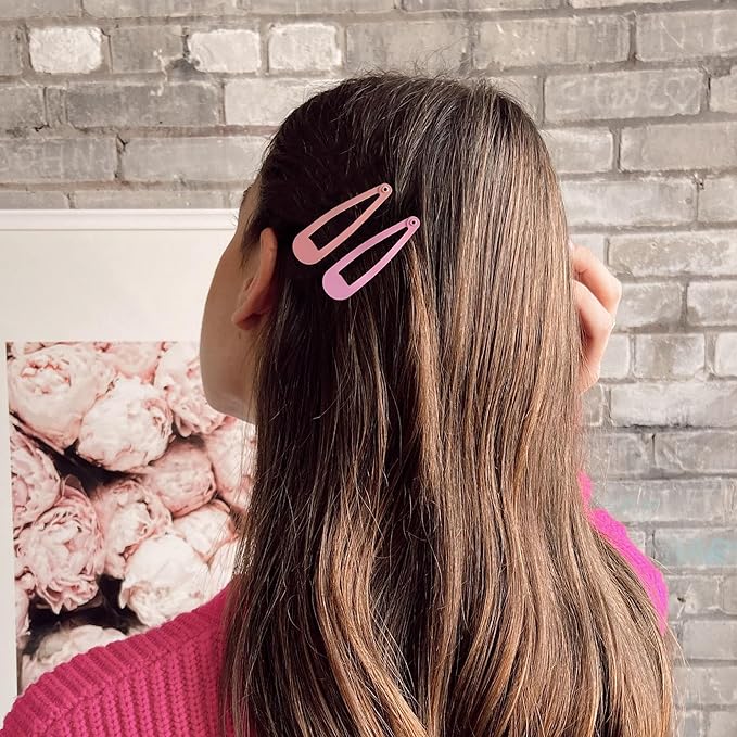 48 PCS Small Metal Barrettes For Women Non Slip Water Drop Snap Clips For Thick Thin Fine Hair Classic Accessories,Pink Rose Red Beige,1.97 x 0.5 In