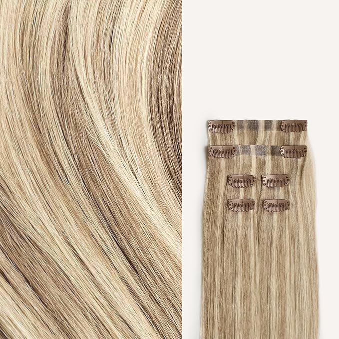 Luxy 100% Remy Human Hair Extensions for Thin Hair Thinning Hair Fill-Ins – 6 Seamless Wefts Multi-Dimensional Color Blend - Natural-Looking Volume & Coverage 50 grams 12" Dimensional Cream Blonde