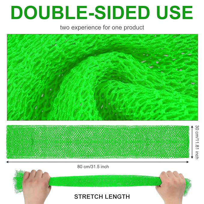Geiserailie African Net Sponge Long Bathing Net Shower Body Scrubber Back Scrubber Skin Smoother Bathing Sponge for Daily Use or Stocking Stuffer(Green)