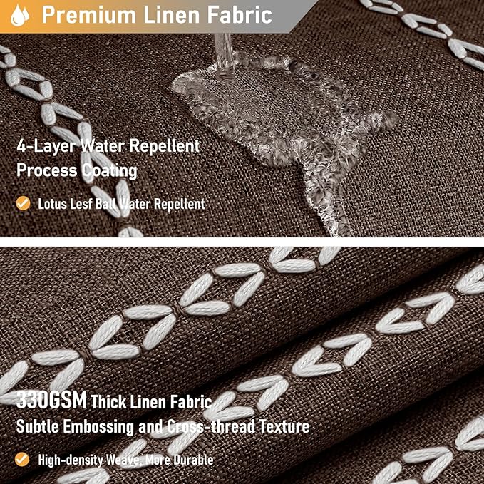 BTTN Boho Farmhouse Shower Curtain - Linen Rustic Heavy Duty Striped Fabric Shower Curtain Set, Bohemian Vintage Country Cloth Shower Curtains for Bathroom, Brown, 72" W x 84" L (Pack of 1)