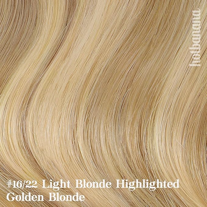 HOTBANANA Human Hair Clip in Hair Extensions, Balayage Light Blonde Highlighted Golden Blonde 120g Clip in Hair Extensions Real Human Hair Straight Remy Hair Extensions 16 Inch 7pcs