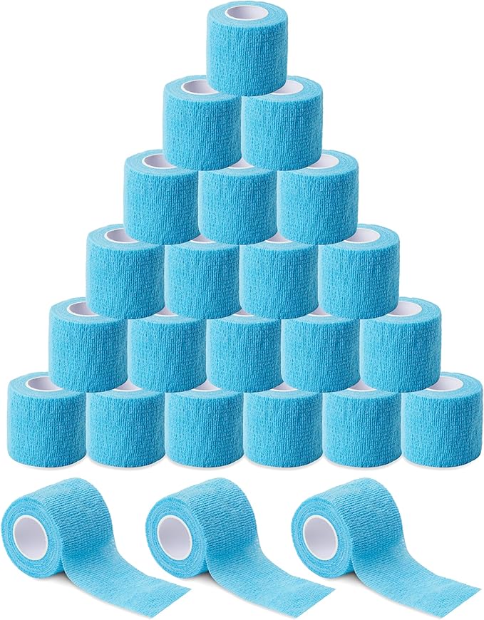 Sensi Wrap Grip Cover Sports Self Bandage Rolls 2-inch x 5-Yards 24pcs (Baby Blue)