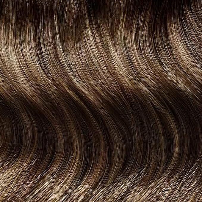 Luxy 100% Remy Human Hair Extensions for Thin Hair Thinning Hair Fill-Ins – 6 Seamless Wefts Multi-Dimensional Color Blend - Natural-Looking Volume & Coverage 50 grams 12" Dimensional Sunkissed Brown
