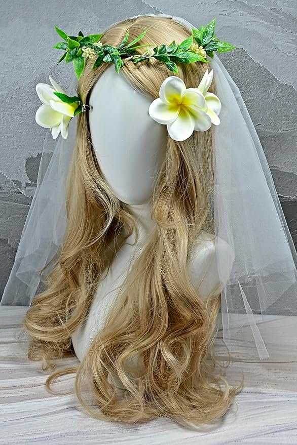 Pack of 2 Real Touch Flowers Hawaiian Flower Hair Clips Plumeria Hibiscus Hair Clips Handmade Hair Accessories for Beach Wedding Bridal Party Mother's Day Women Girls Holiday Gifts (c-811, 2pcs)