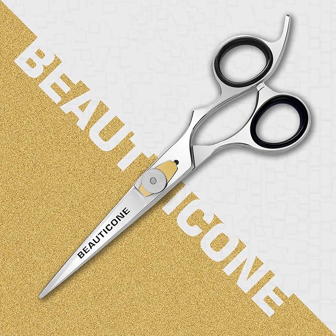 BEAUTICONE Hair Cutting Scissors | 6.5 Inch Professional Stainless Steel Barber Shears | Hairdressing Scissors | Smooth & Sharp Edge Blades - for Men/Women (Silver)