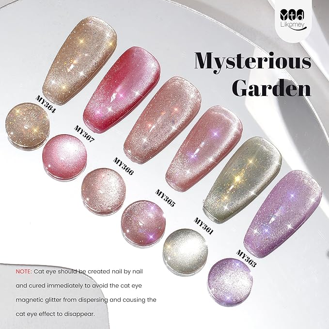YTD Likomey Cat Eye Gel Nail Polish,15ml Olive Green Brocade Glitter Iridescent Holographic Translucent Neutral Jelly Sheer Shiny Magnetic Opal Shimmer Fall Winter UV Gel with Magnet Stick,MY361