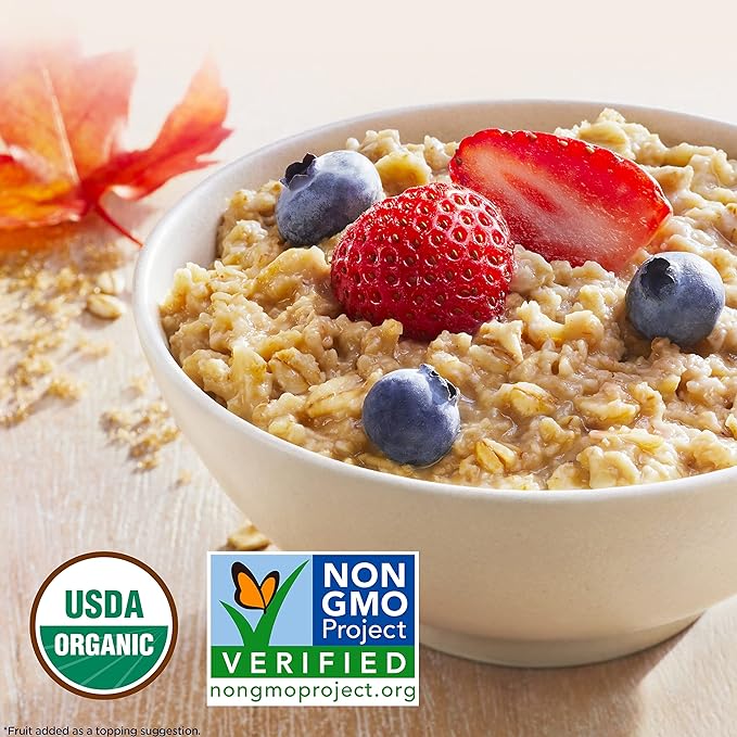 Quaker Instant Organic Oatmeal Maple & Brown Sugar Breakfast Cereal, 8 Packets Per Box (Pack of 6 Boxes)