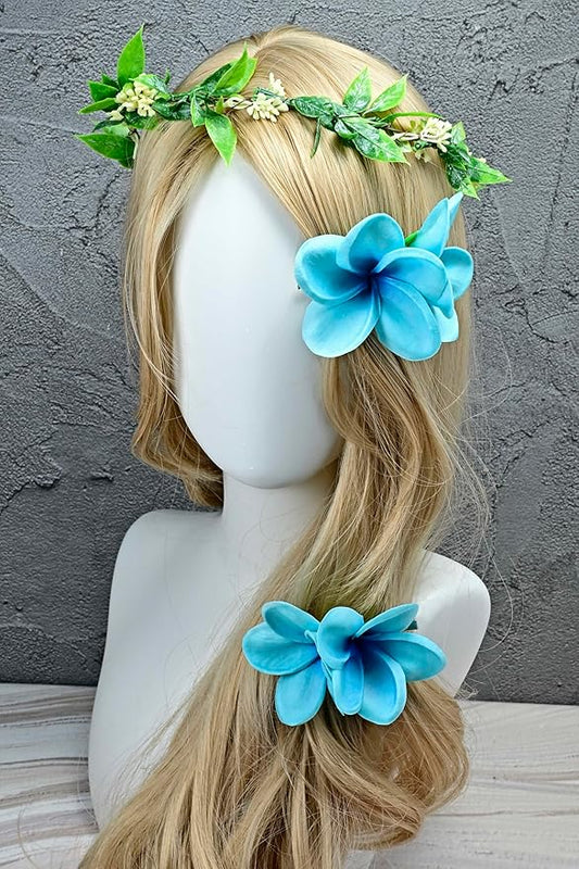 Pack of 2 Real Touch Flowers Hawaiian Flower Hair Clips Plumeria Hibiscus Hair Clips Handmade Hair Accessories for Beach Wedding Bridal Party Mother's Day Women Girls Holiday Gifts (c-821, 2pcs)