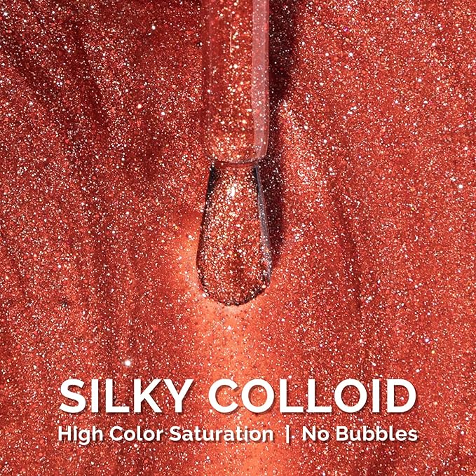 MelodySusie Red Glitter Gel Nail Polish,Rust 0.5fl oz Soak Off UV LED Orange Vemmilion Glitter Gel Polish Gift for Women Nail Art Manicure Salon DIY Nail Design Decoration at Home-1657
