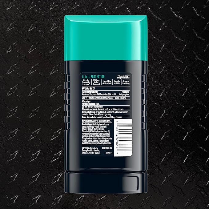 Right Guard Humidity Breaker Antiperspirant & Deodorant for Men, Cold Front Scent, 2.5oz (4 Pack) Invisible Solid, 2x Sweat Protection, 72HR Odor Control, Humidity Activated