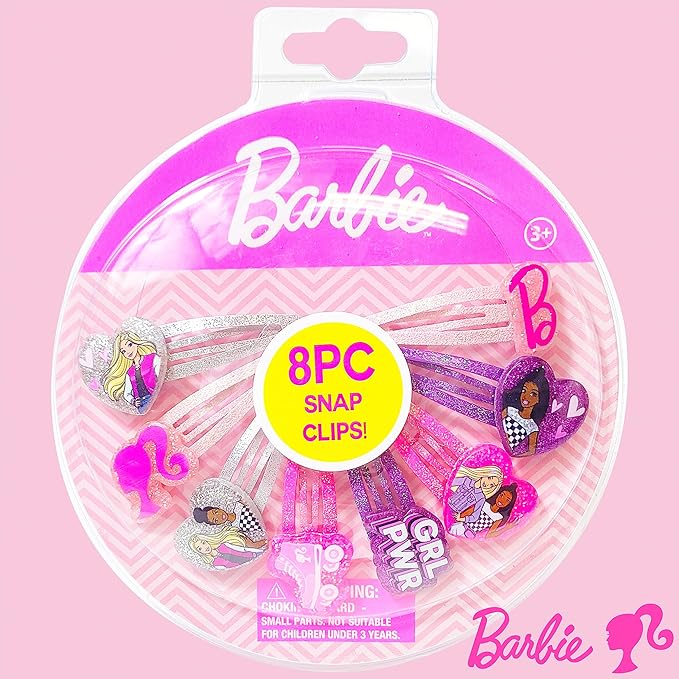 LUV HER Barbie Hair Clips for Girls Snap Clips 8 Pack Multi Color Ages 3+