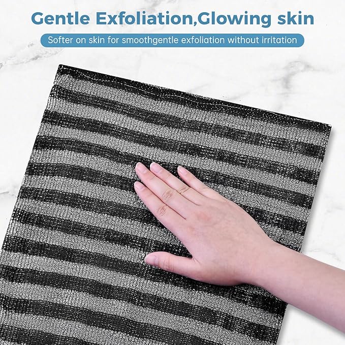 Exfoliating Bath Towel,Japanese Polyester Exfoliating Bath Towel,Body Scrubber,Back Scrubber, African Net Sponge,Quick Dry Two Sides Wipe and Wash