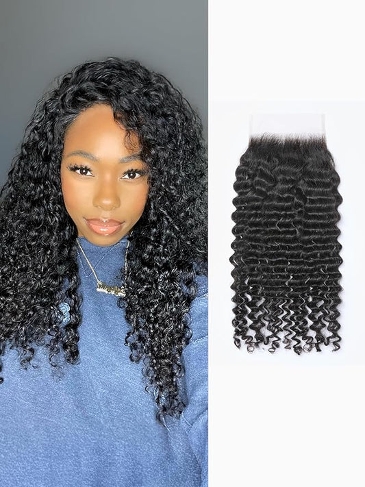 LUVME HAIR 5X5 Deep Wave 14" Human Hair Lace Closure