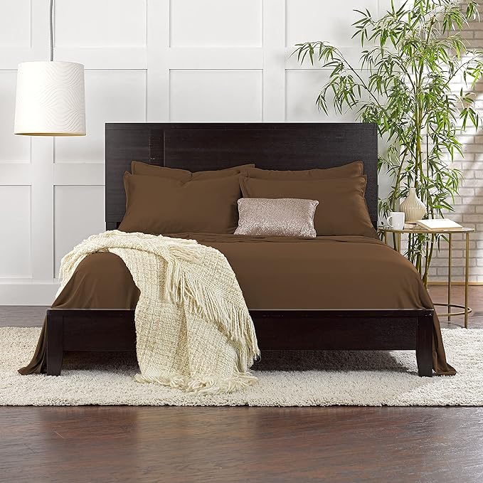 Pure Bamboo Twin Sheets, Genuine 100% Organic Viscose Derived from Bamboo Bed Sheet Set, Luxuriously Soft & Cooling, Double Stitching, 2 Year Quality Promise (Twin, Coconut Husk)