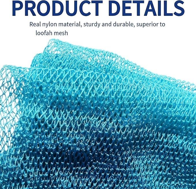African Net Sponge Authentic, African Exfoliating Sponge Real African Net Black Owned, African Bath Sponge Back Scrubber, Body Exfoliator Shower Bath Accessories(Sky Blue)