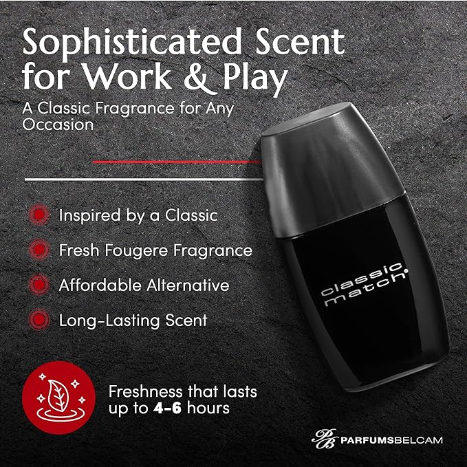 PB ParfumsBelcam CM Noir Eau De Toilette Spray for Men – Fresh Fougere Cologne, Bergamot, Basil, Patchouli, Long-Lasting Scent, Masculine Fragrance – 2.5 Fl Oz