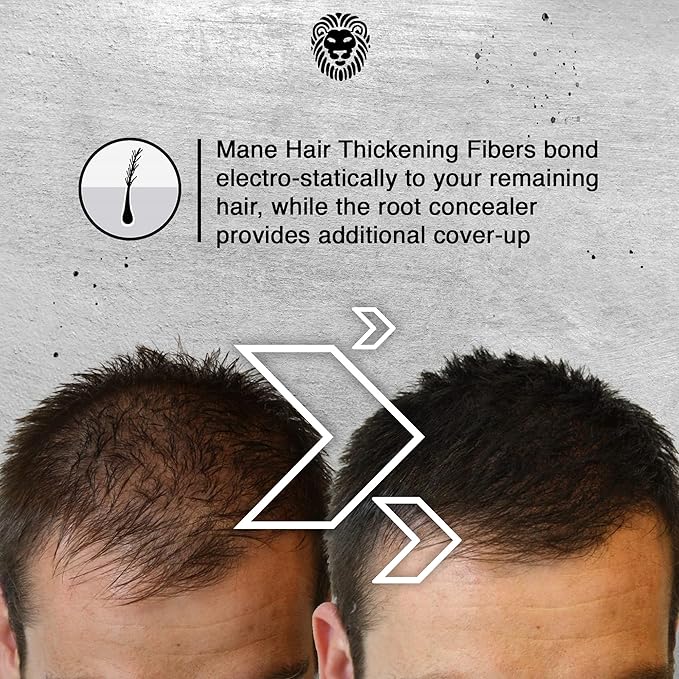 Mane Hair Building Fibers for Women & Men, for Fine & Thinning Hair, Thicker Fuller Looking Hairstyle, Conceal Bald Spots - Salt & Pepper