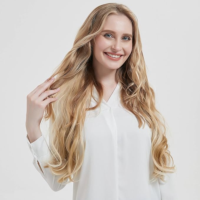 Invisible Wire Hair Extensions Transparent Wire Adjustable Size 4 Secure Clips Long Wavy Curly Secret Hairpiece 18 Inch for Women