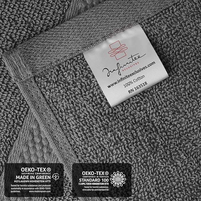 Infinitee Xclusives Dark Grey Hand Towels for Bathroom - Set of 6 (16x28 inches) 600 GSM, 100% Cotton Ultra Soft, Quick Drying, Hotel Quality Hand Towel Set (Shadow Grey)
