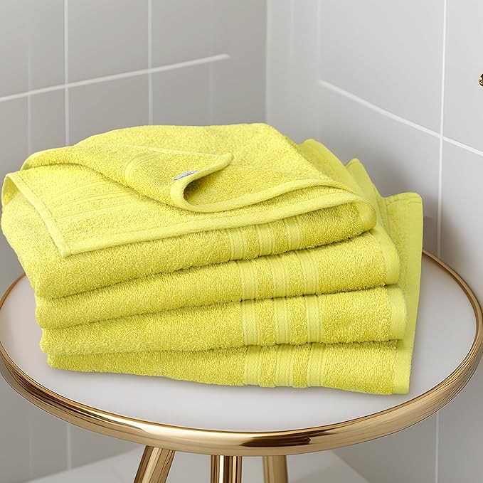 Tens Towels Pack of 4 Soft Bath Towels, 100% Cotton, 27 x 54 Inches, Lightweight & Quick-Dry, Ideal for Daily Bathroom Use, Practical & Comfortable, Yellow