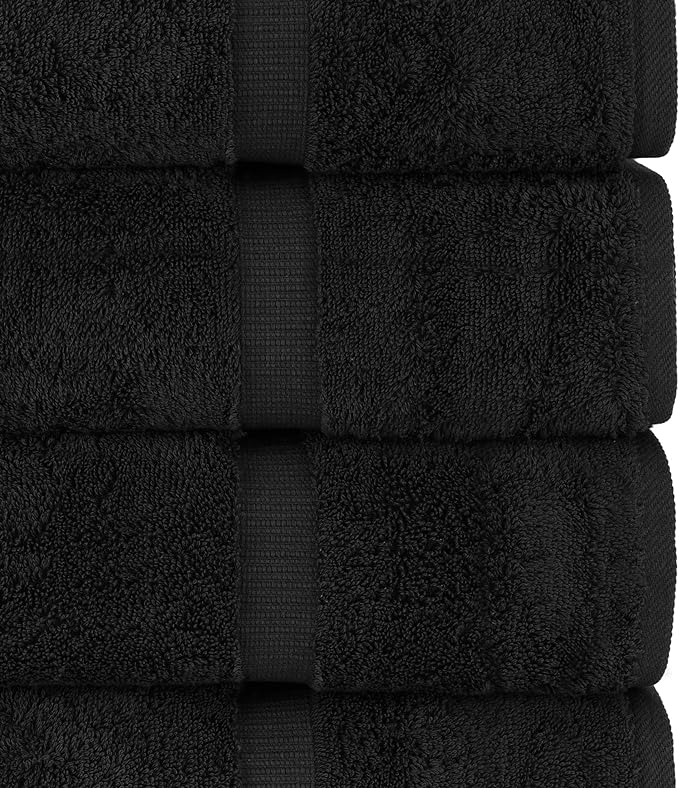 Chakir Turkish Linens | Hotel & Spa Quality 100% Cotton Premium Turkish Towels | Soft & Absorbent (8-Piece Towel Sets, Black)